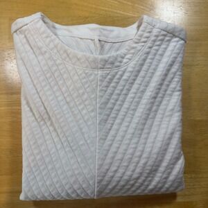 A New Day Quilted Pullover Top Lightweight Comfy Casual Sweatshirt Ivory‎ XS